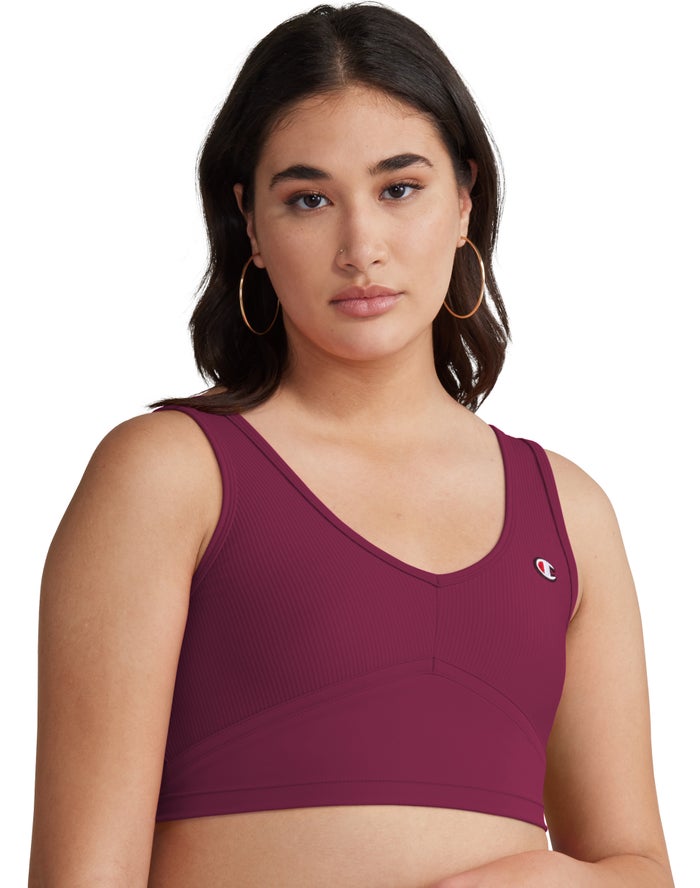 Champion Womens Tank Tops NZ - Ribbed Cropped Dark Purple ( 8647-KZXVA )